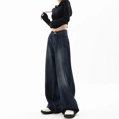 Womens Baggy Black Fade Jeans